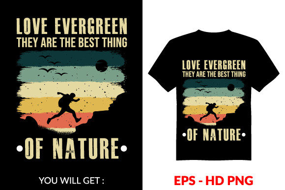 Vintage Evergreen T-shirt Design V18 for Graphics and Print Templates