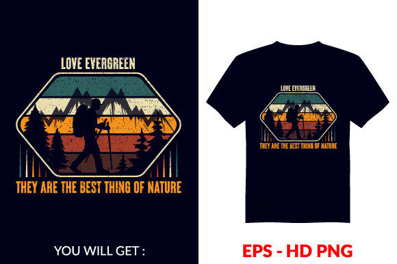 Vintage Evergreen T-shirt Design V63: A Graphics Asset for Print Templates